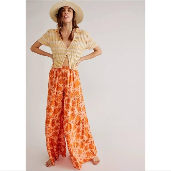 NEW Free People x Jen's Pirate Booty Electro Floral Seadrift Flare Pants - Picture 4 of 12